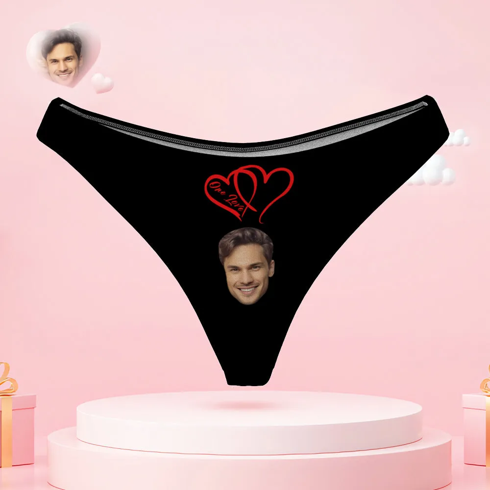 Custom Face Couple Underwear Two Hearts One Love Personalized Underwear Valentine's Day Gift