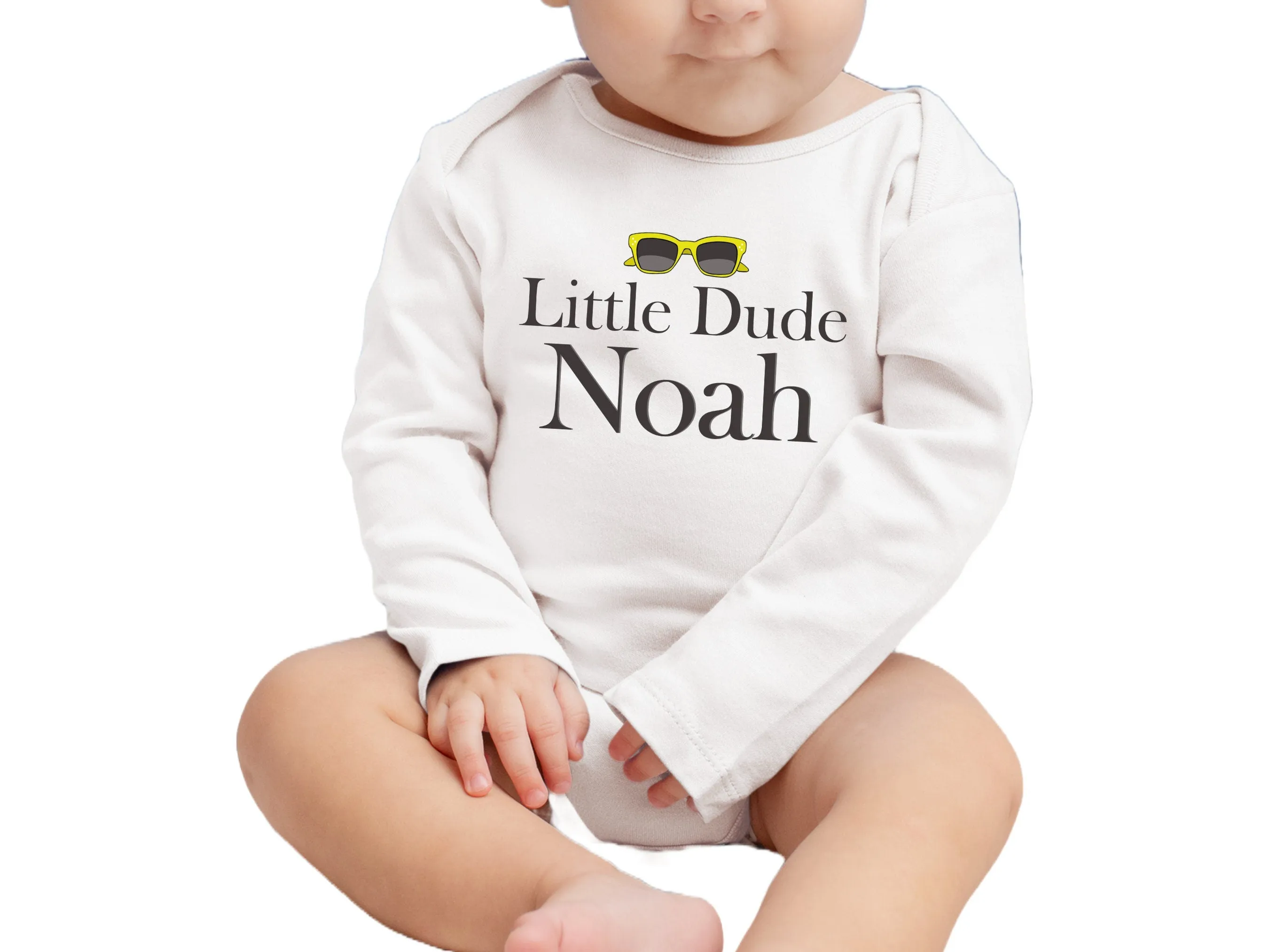 Custom Name Birthday Baby Boy Bodysuit Gift with Little Dude Design