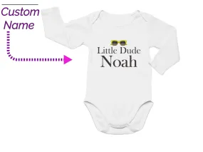 Custom Name Birthday Baby Boy Bodysuit Gift with Little Dude Design
