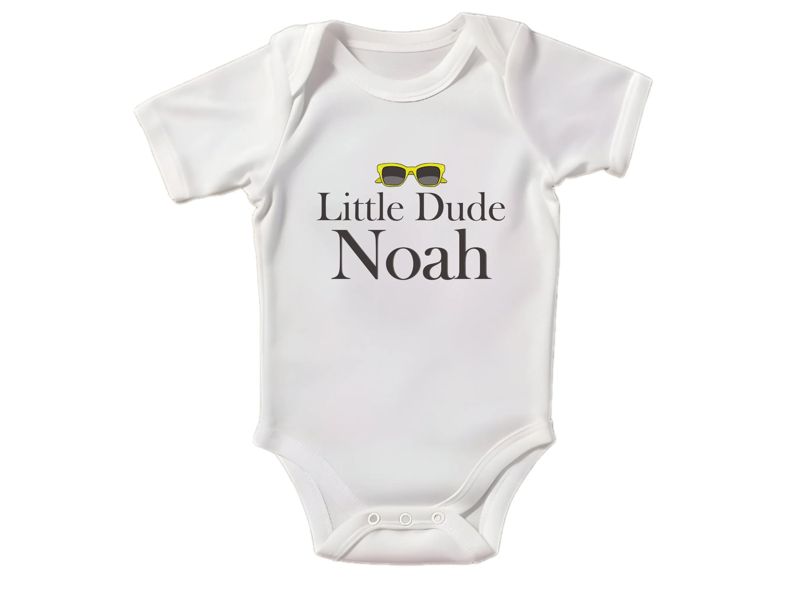 Custom Name Birthday Baby Boy Bodysuit Gift with Little Dude Design