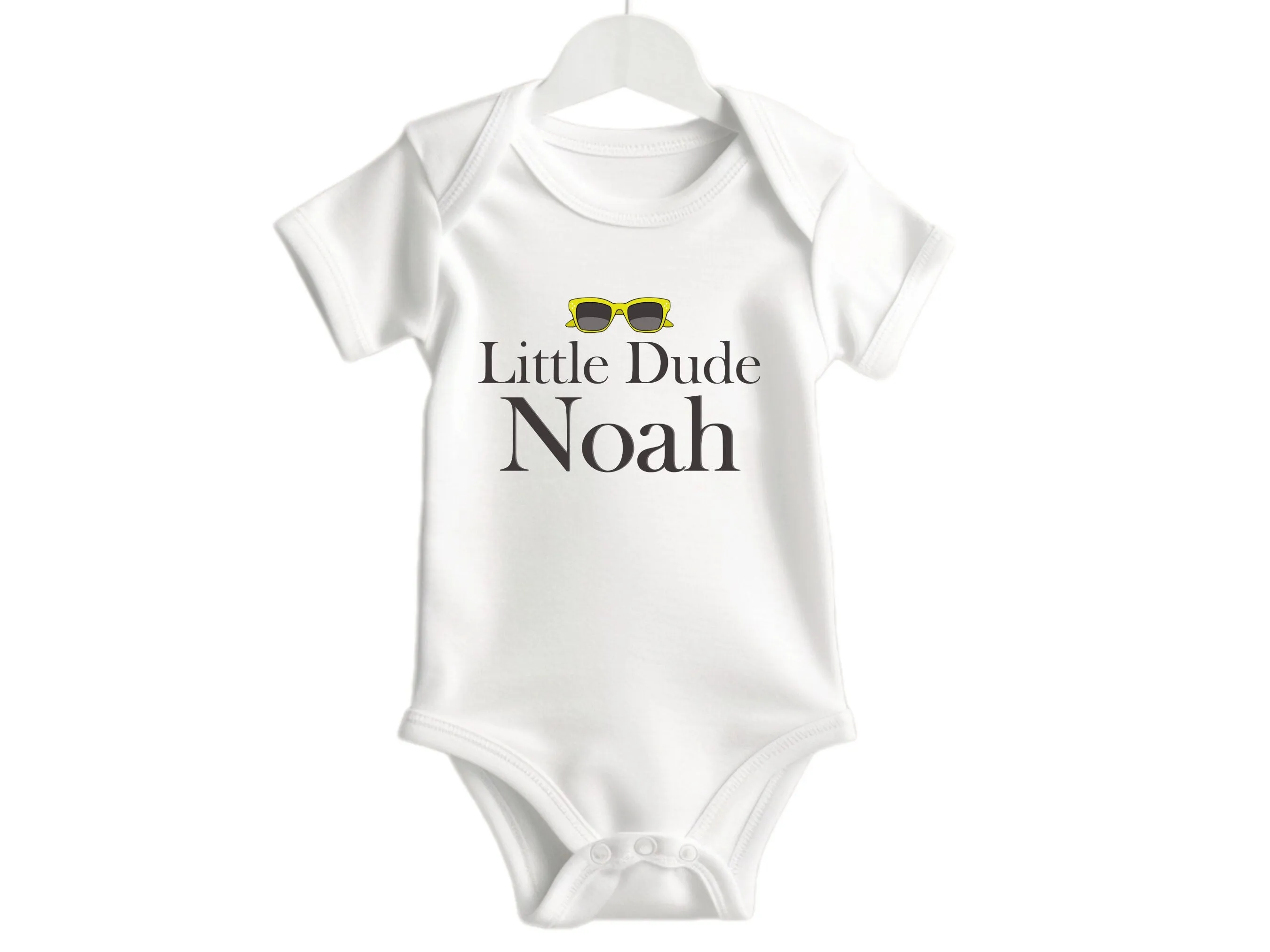 Custom Name Birthday Baby Boy Bodysuit Gift with Little Dude Design