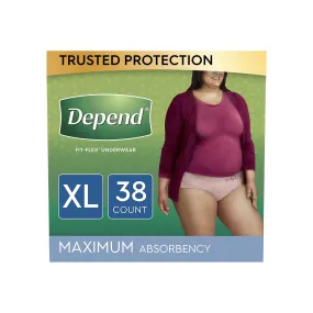 Depend FIT-FLEX Incontinence Underwear for Women, Maximum Absorbency, X-Large, 38 Ct