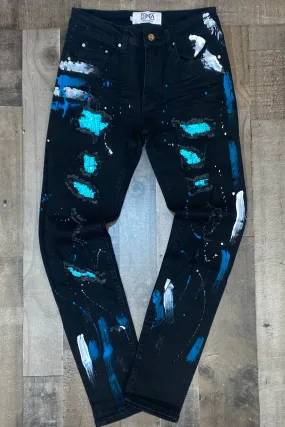 Dna Premium Wear- studded color patch w/paint jeans (blue/white)