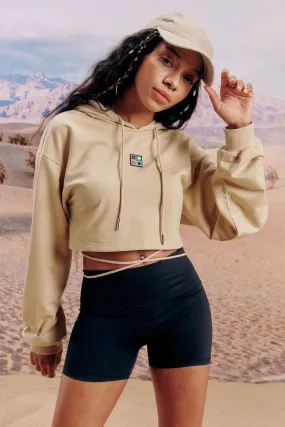 Drawstring Tie Back Crop Hoodie