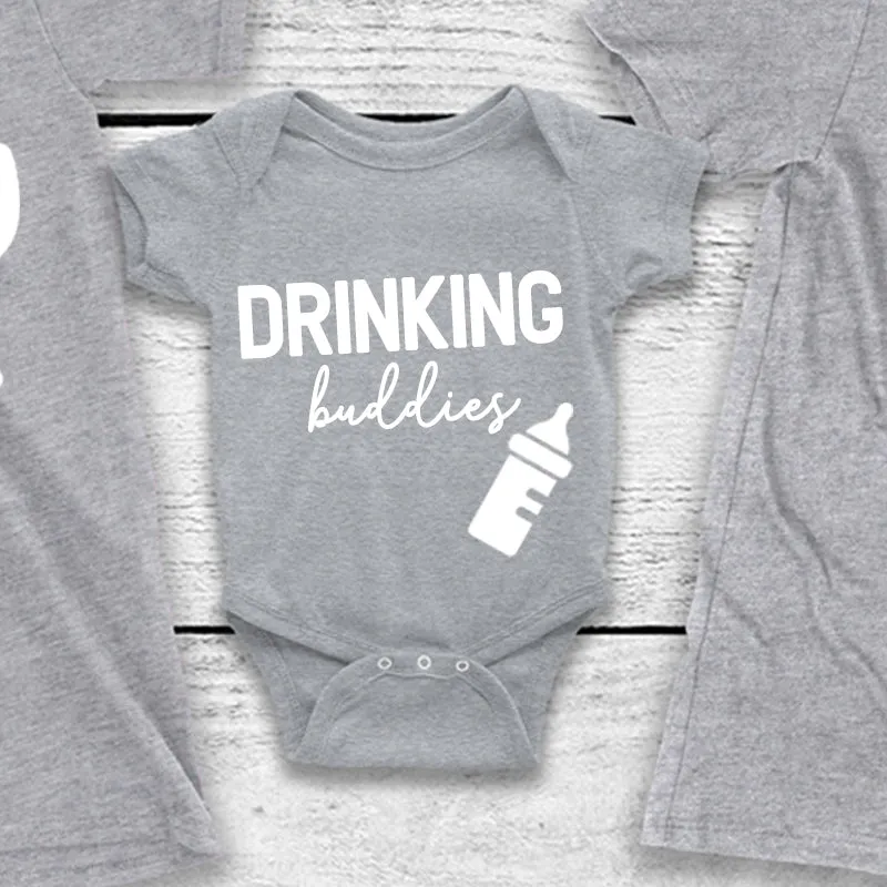 Drinking Buddies Beer & Milk Bottles Matching T-Shirt/Baby Vest Heather Grey (MRK X)