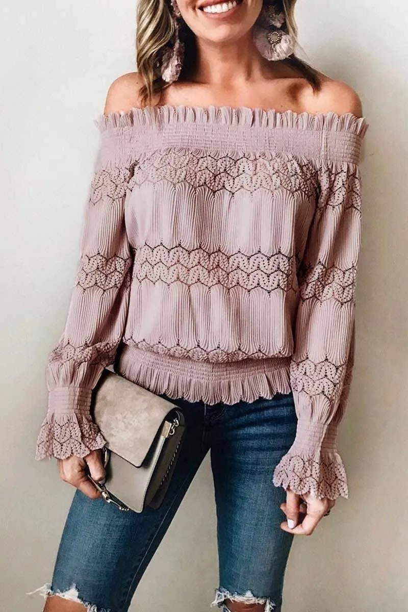 Dunnmall Fashion Off Shoulder Long Sleeve Top