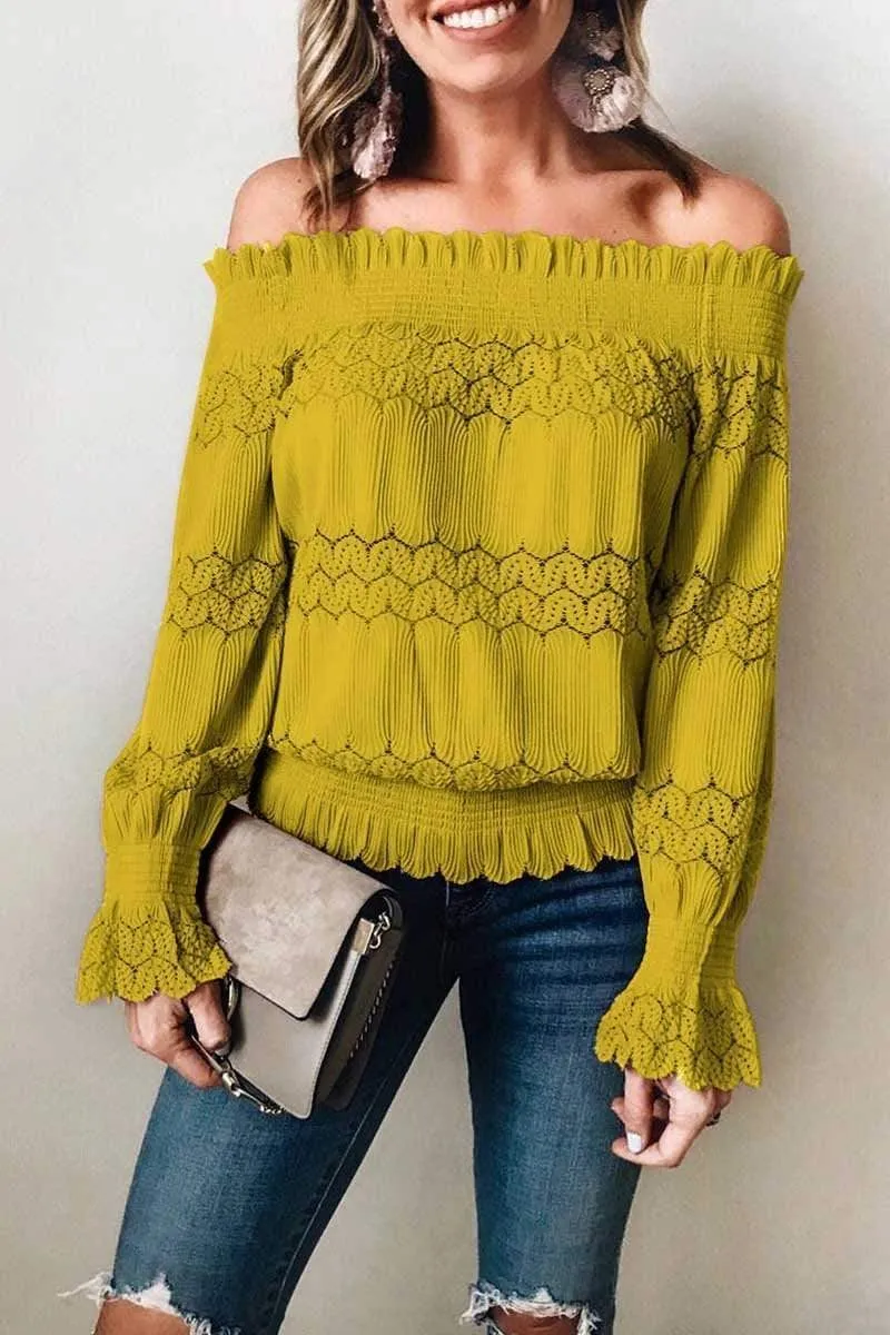 Dunnmall Fashion Off Shoulder Long Sleeve Top
