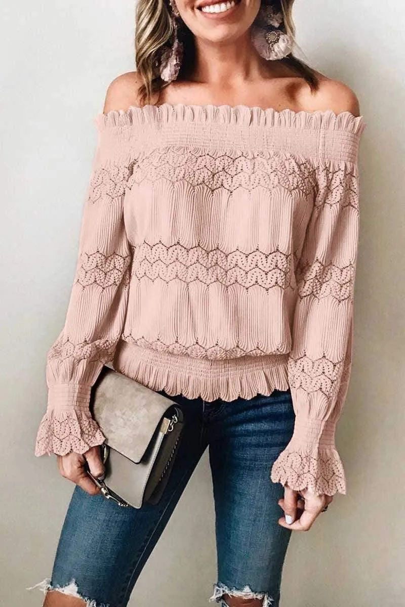 Dunnmall Fashion Off Shoulder Long Sleeve Top