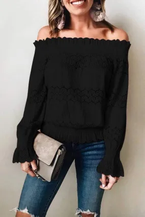 Dunnmall Fashion Off Shoulder Long Sleeve Top