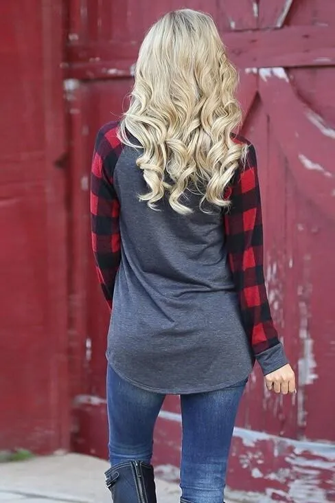 Dunnmall Merry Christmas Trees Plaid Leopard Printed T-Shirt