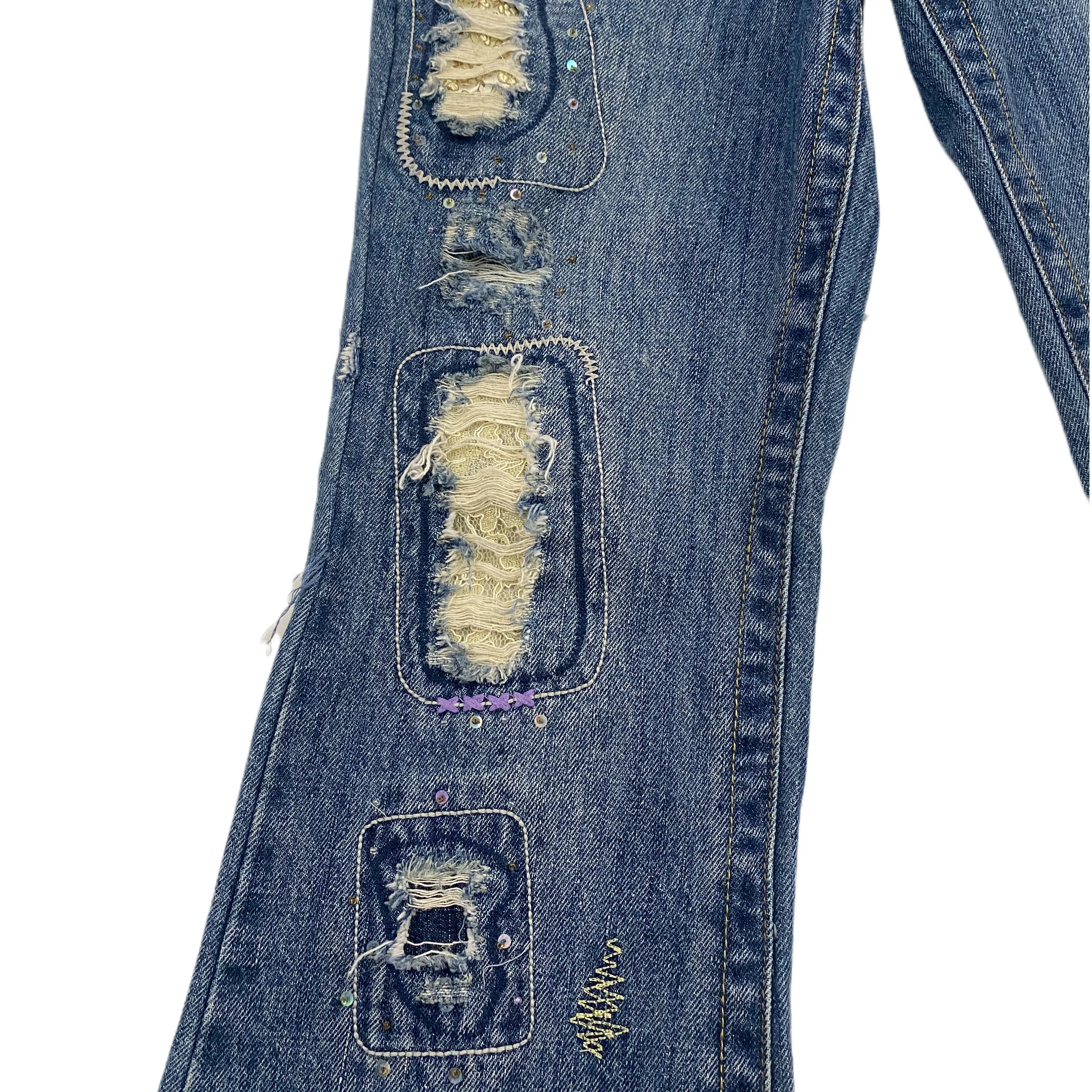 Early 2000's Funky Embellished Jeans (XXS/ XS Slim)