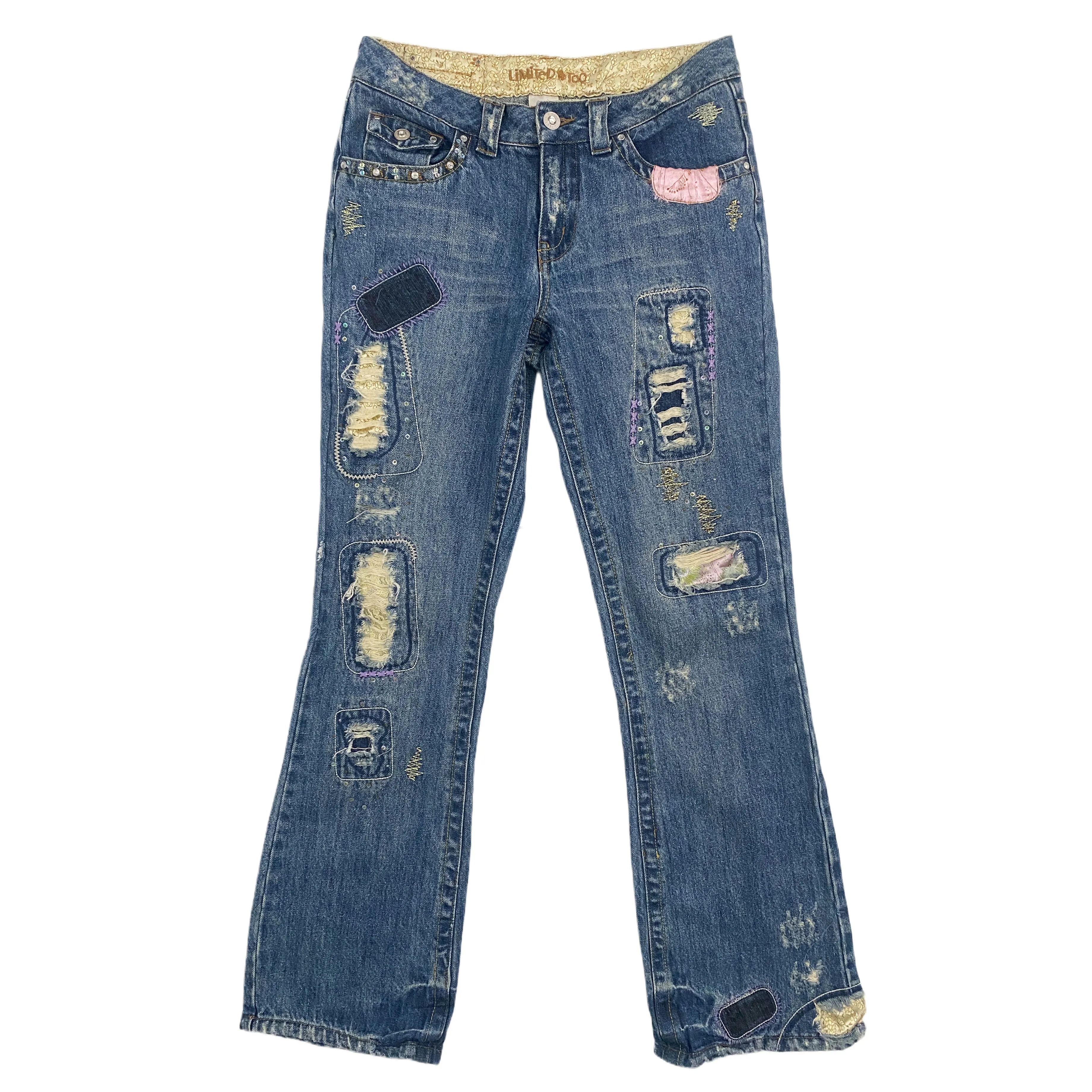 Early 2000's Funky Embellished Jeans (XXS/ XS Slim)