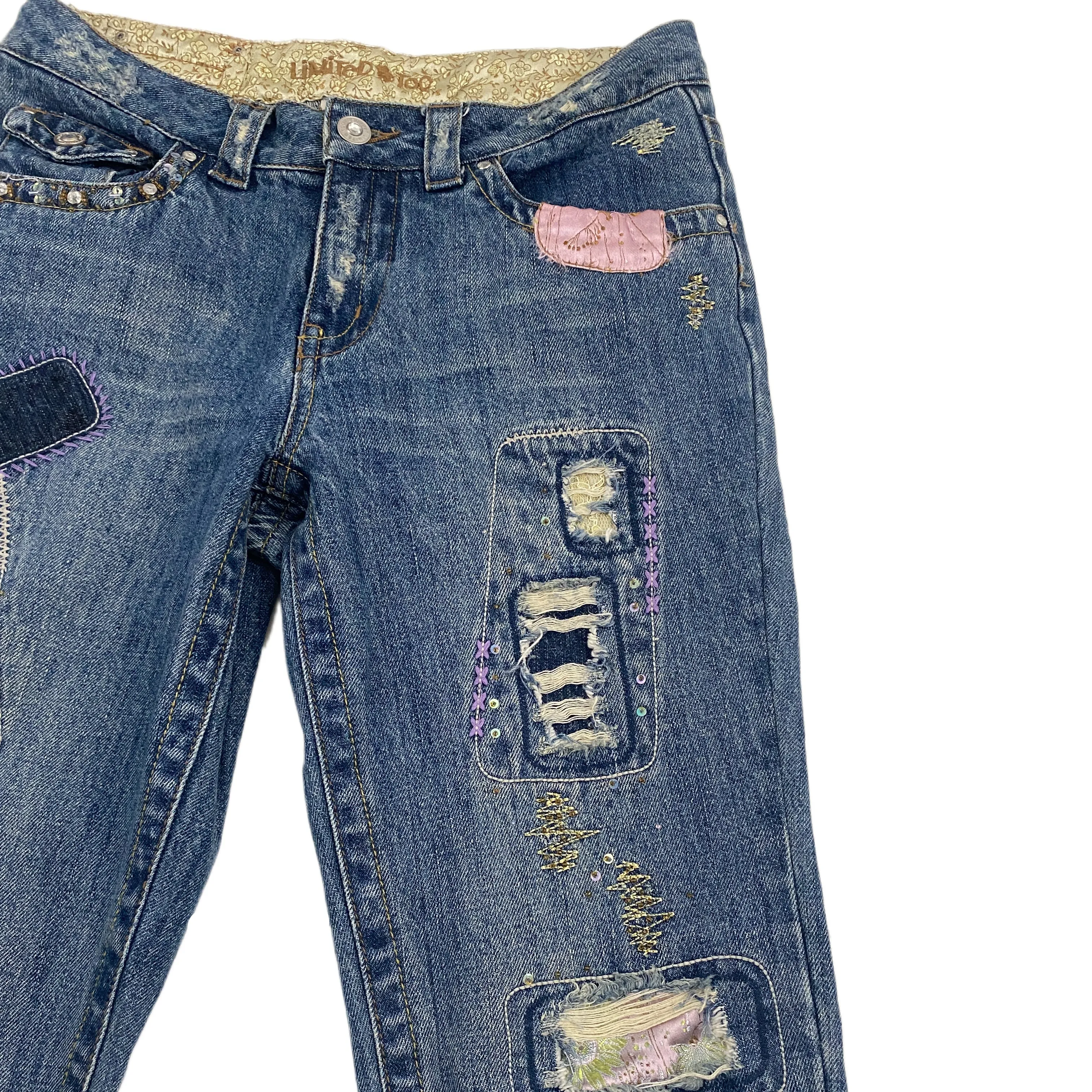Early 2000's Funky Embellished Jeans (XXS/ XS Slim)