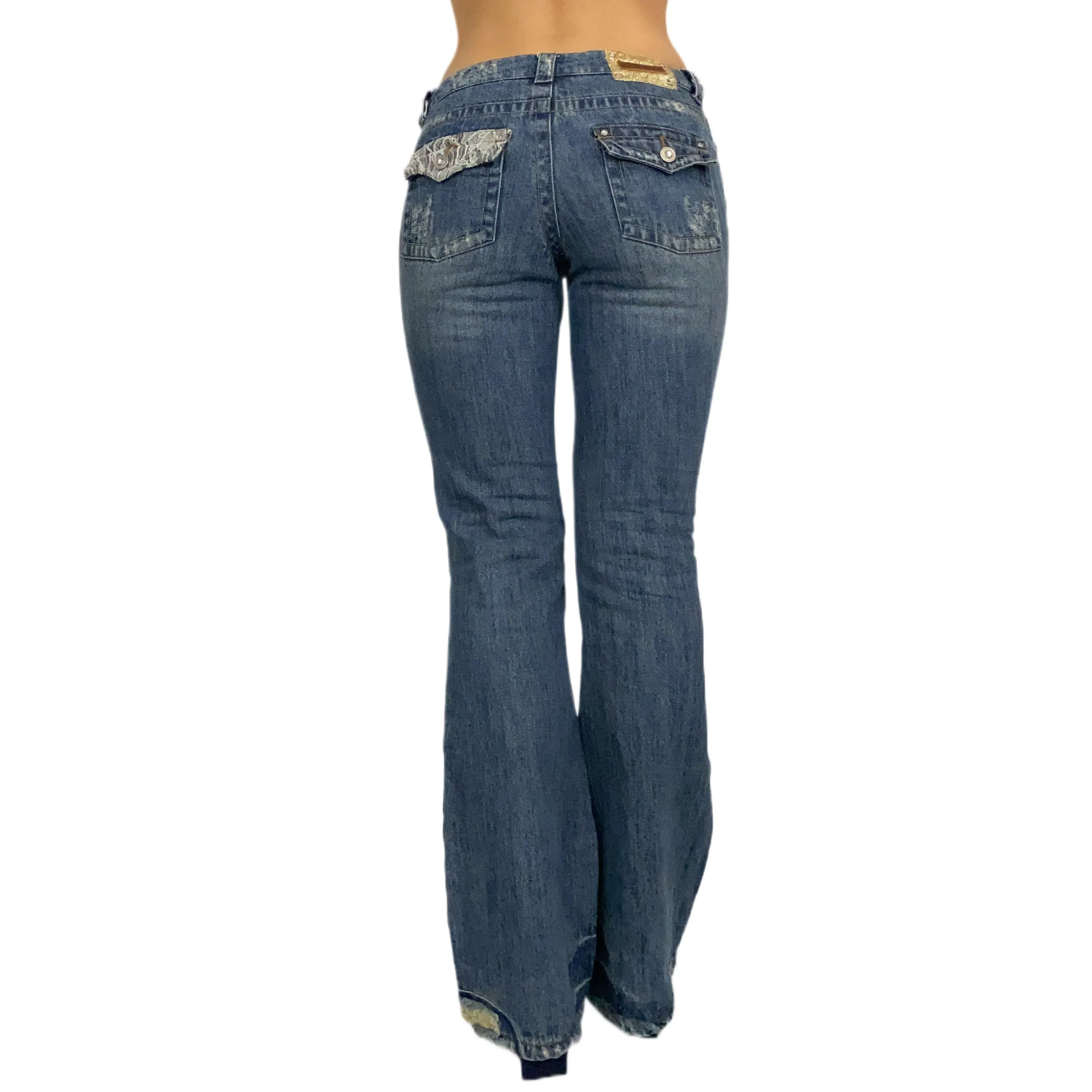 Early 2000's Funky Embellished Jeans (XXS/ XS Slim)