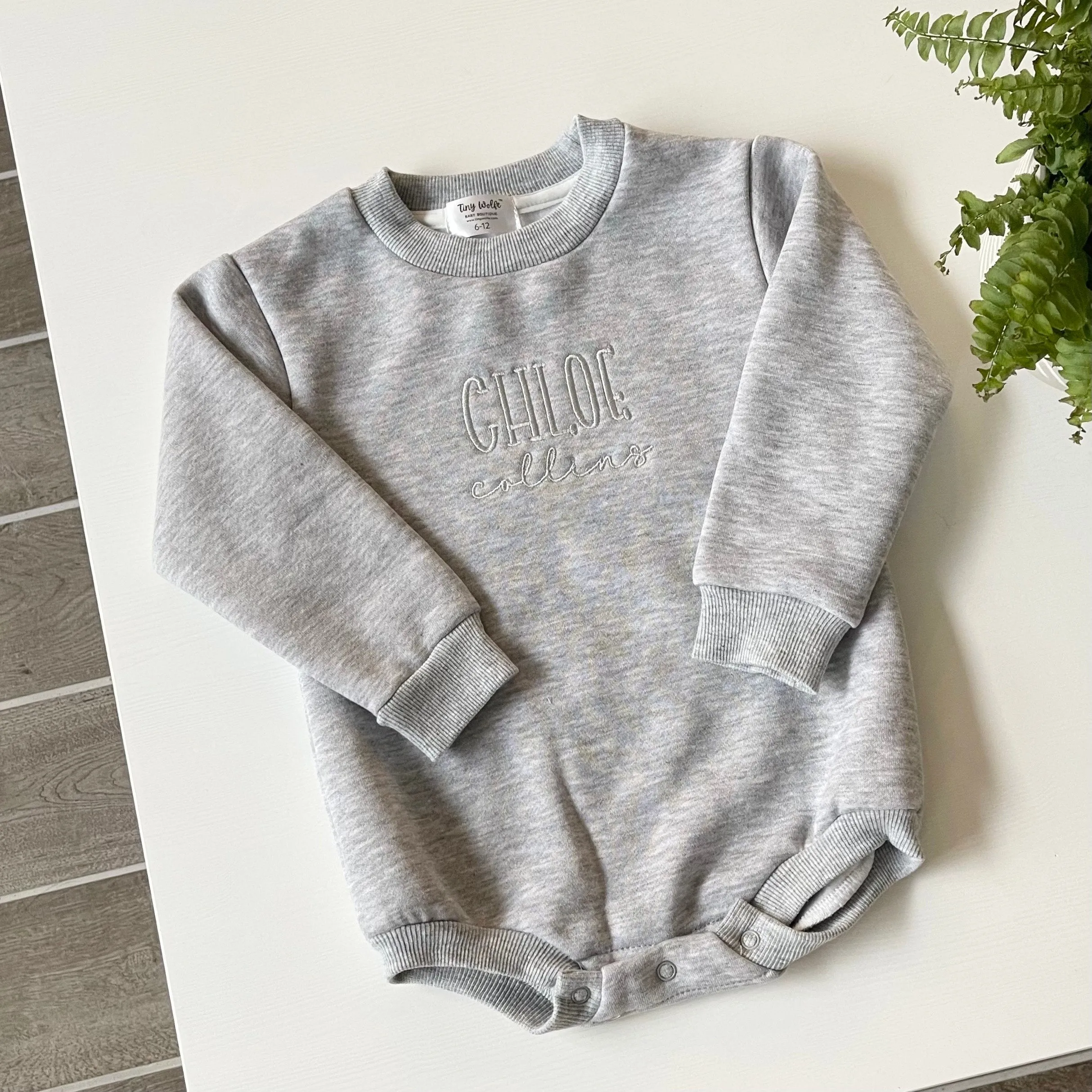 Embroidered Baby Sweater, Cotton Fleece Rompers, Personalized Infant Bodysuit, Personalized Gift for Babies, Unisex Children's Clothing
