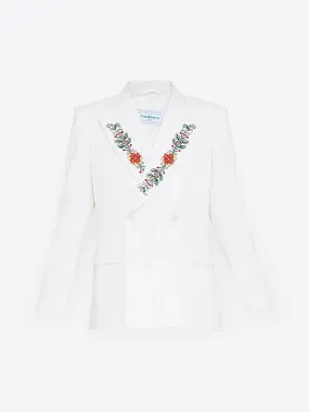Embroidered Lapel Double-Breasted Jacket