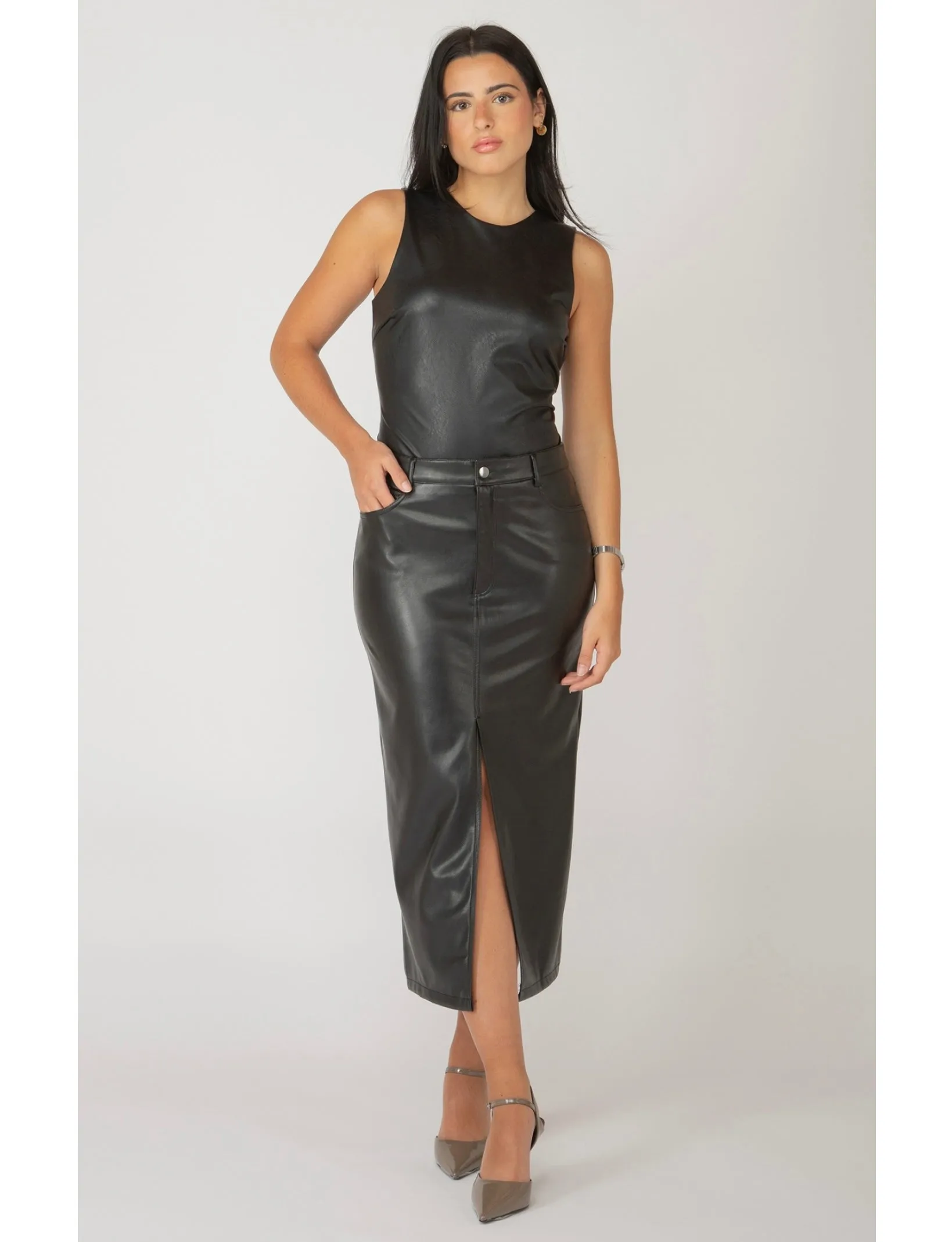 Faux Leather Bodysuit