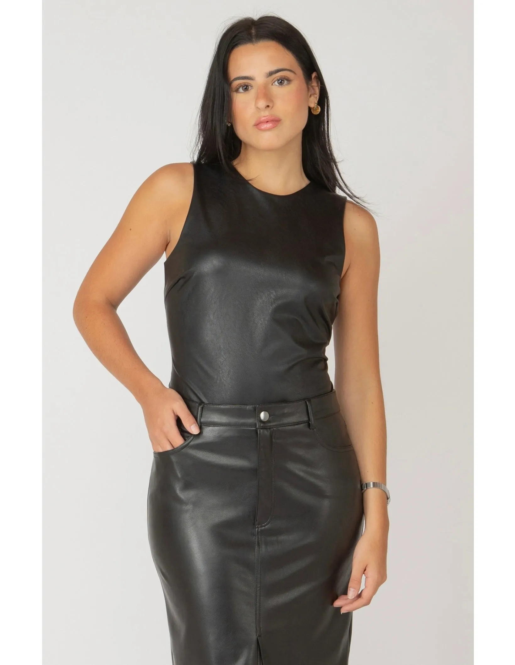 Faux Leather Bodysuit