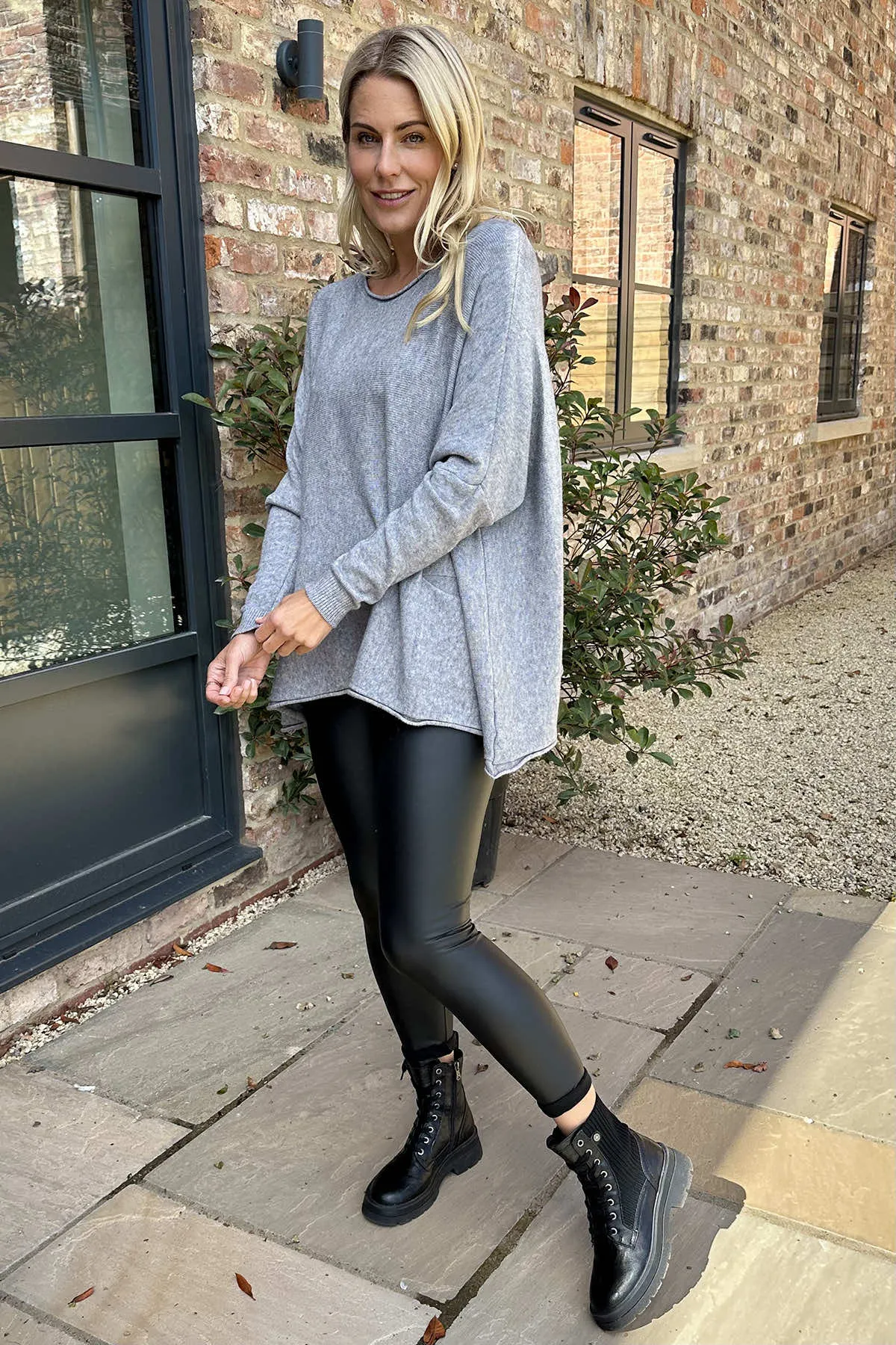 Ferne Pocket Knitted Jumper Mid Grey