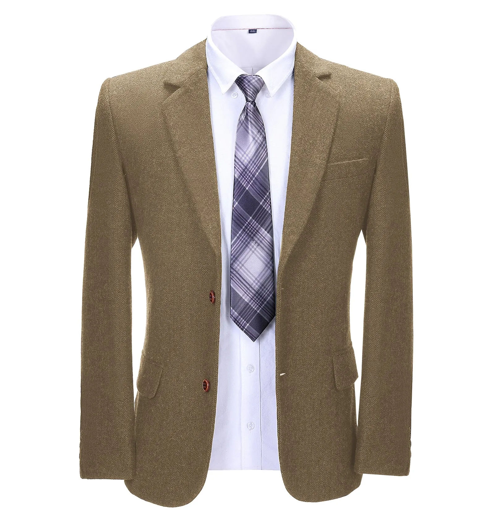 Formal Men's Business Herringbone Notch Lapel Blazer Solid Jacket