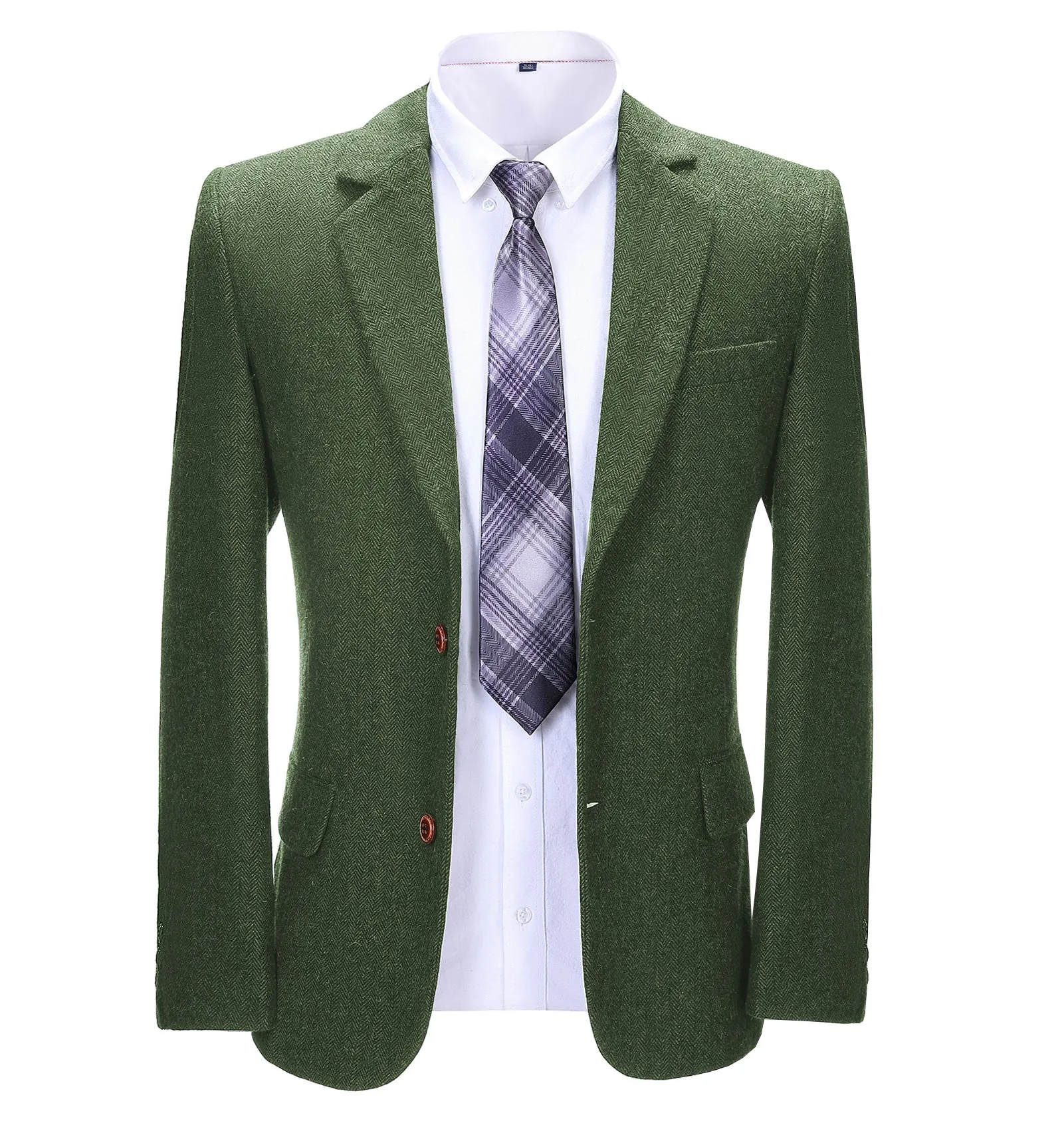 Formal Men's Business Herringbone Notch Lapel Blazer Solid Jacket