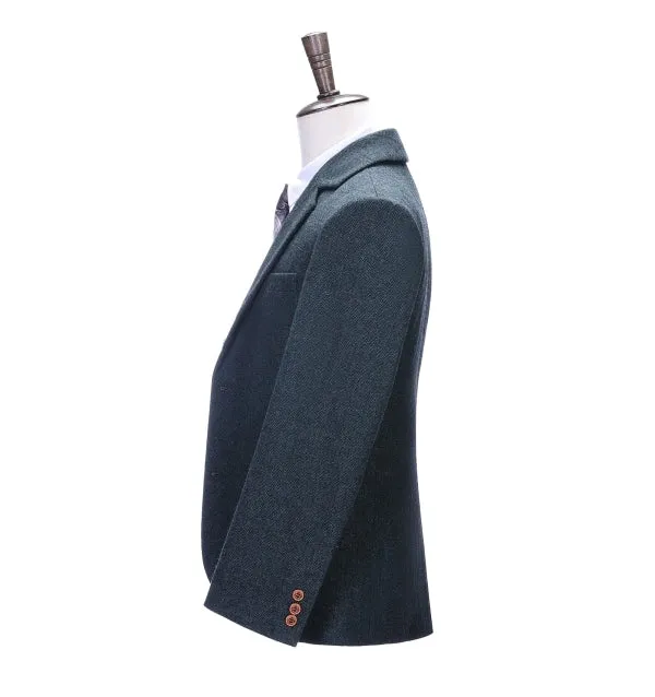 Formal Men's Business Herringbone Notch Lapel Blazer Solid Jacket