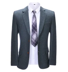 Formal Men's Business Herringbone Notch Lapel Blazer Solid Jacket