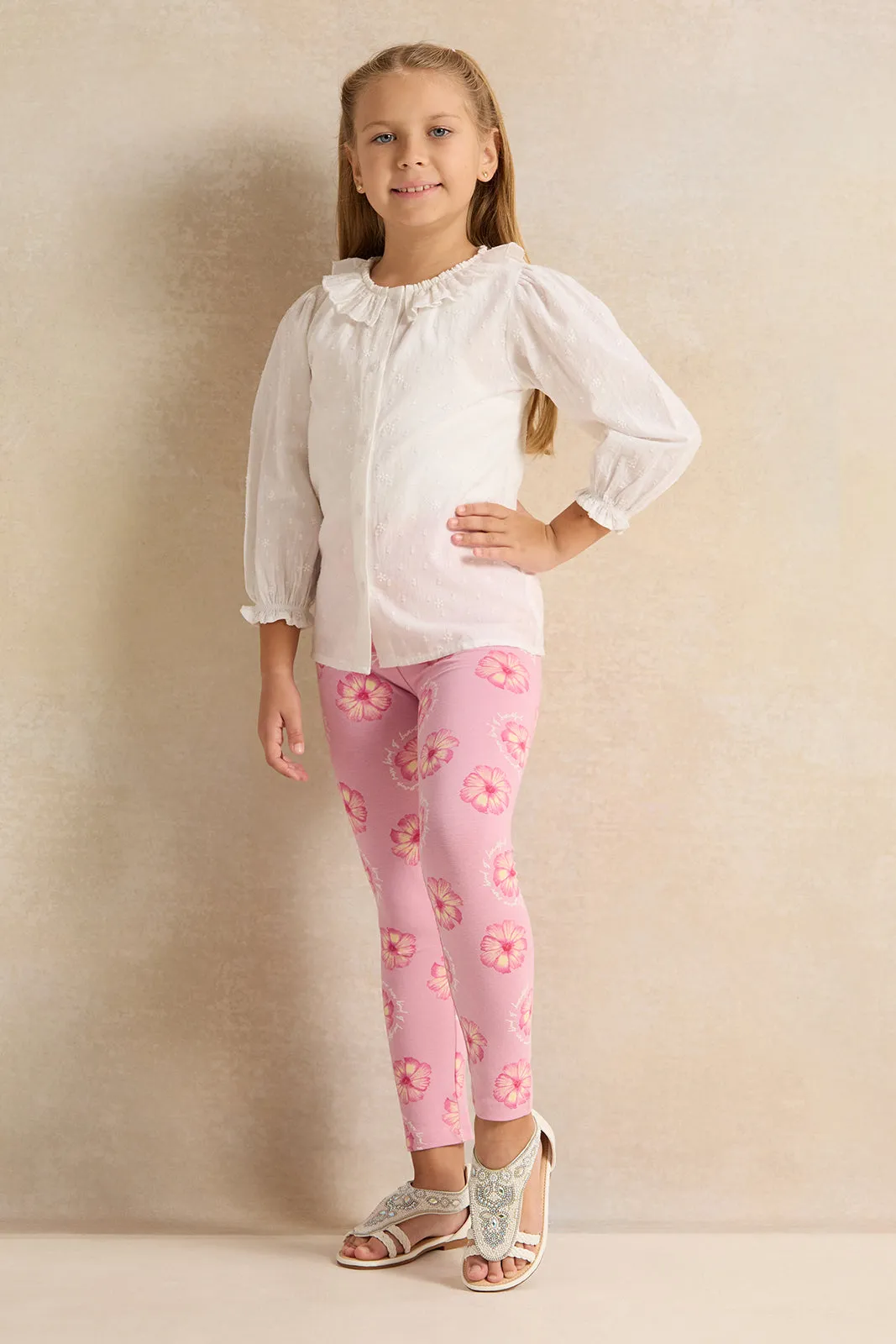 Girls White Jacquard Blouse