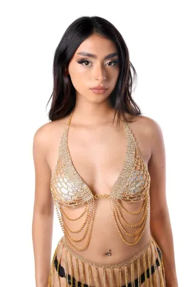 Gold Rhinestone Goddess Top