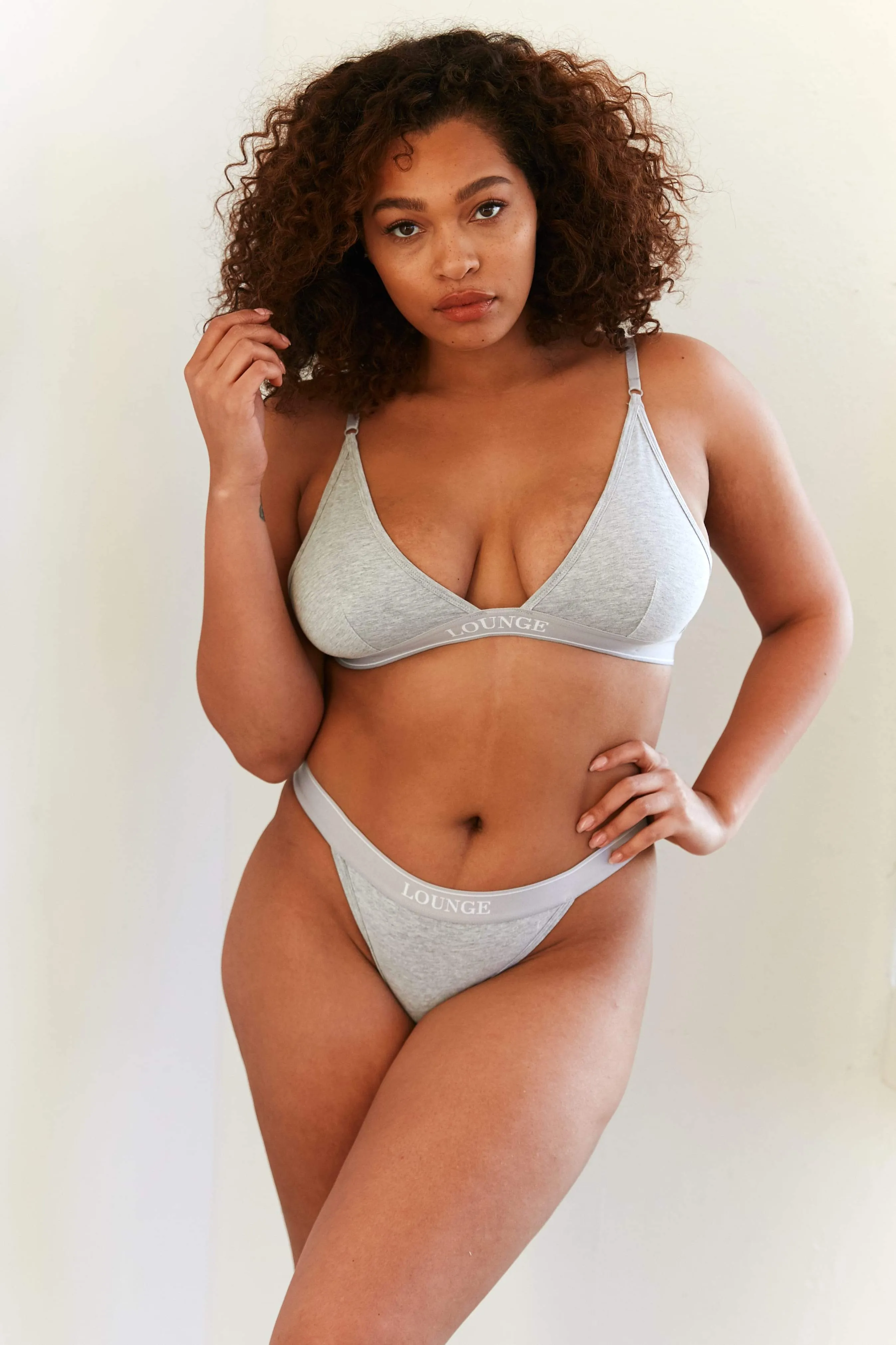 Grey Minimal Triangle Bra & Thong