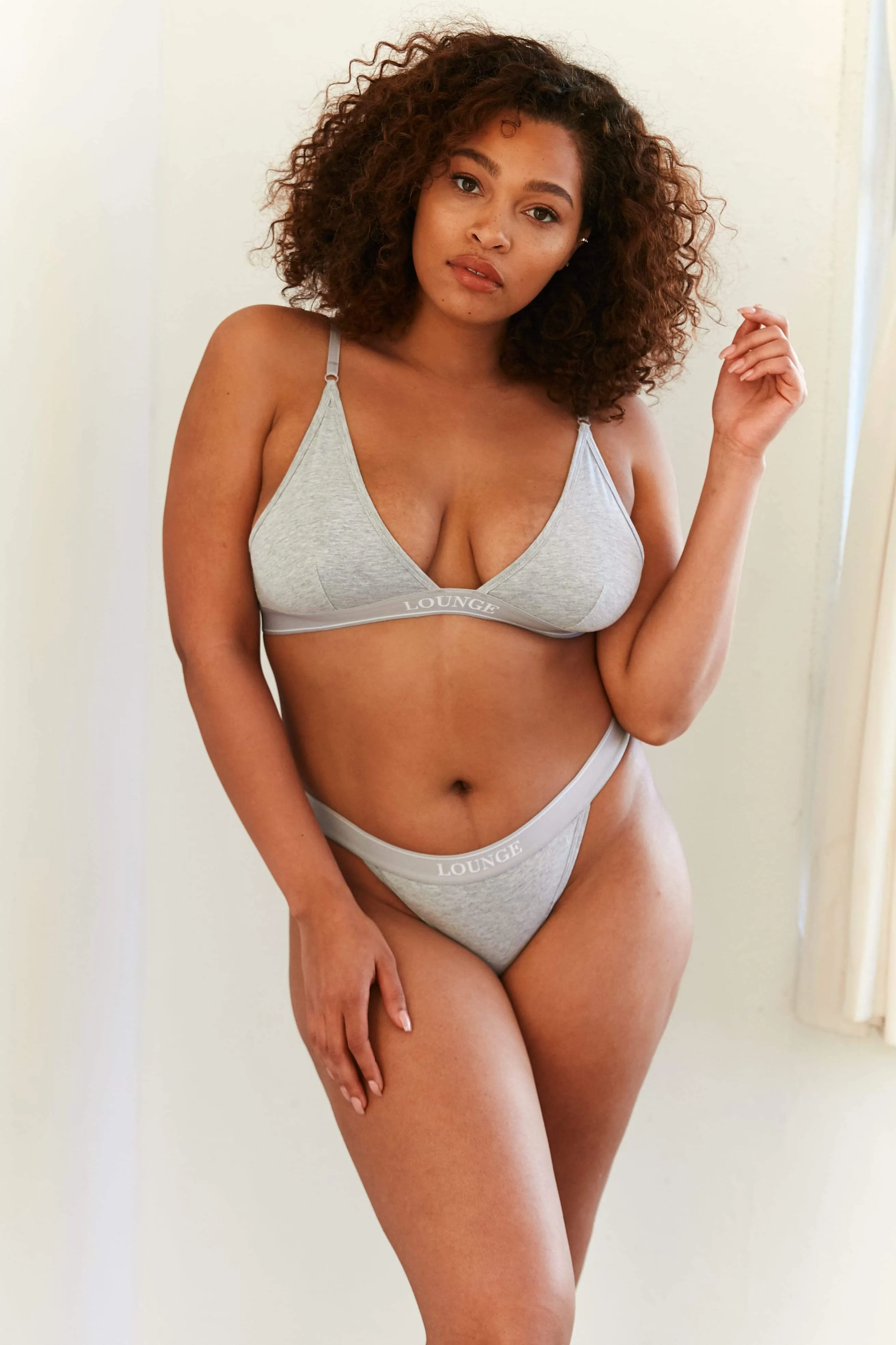 Grey Minimal Triangle Bra & Thong