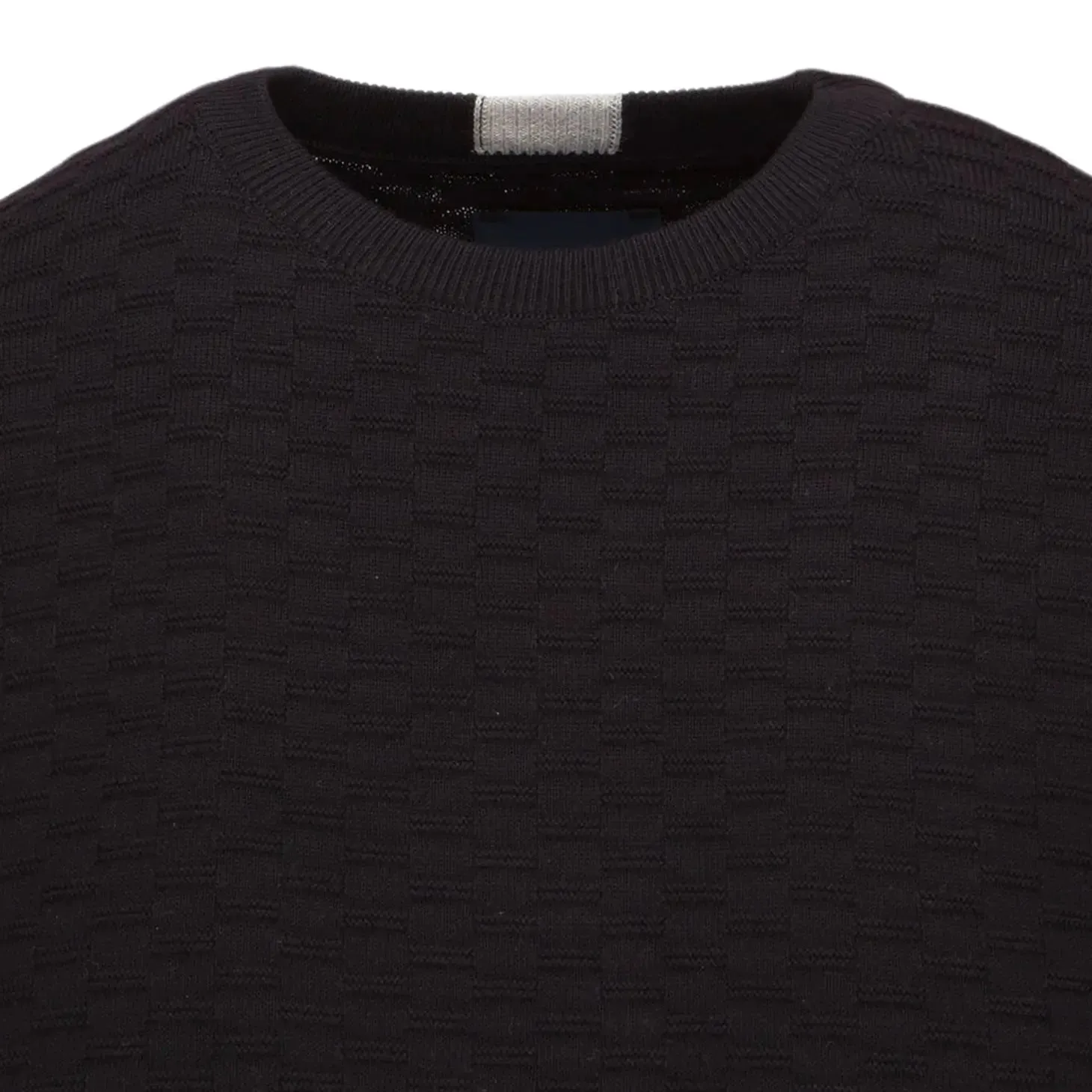 Guide London Black Textured Front Crewneck Sweater