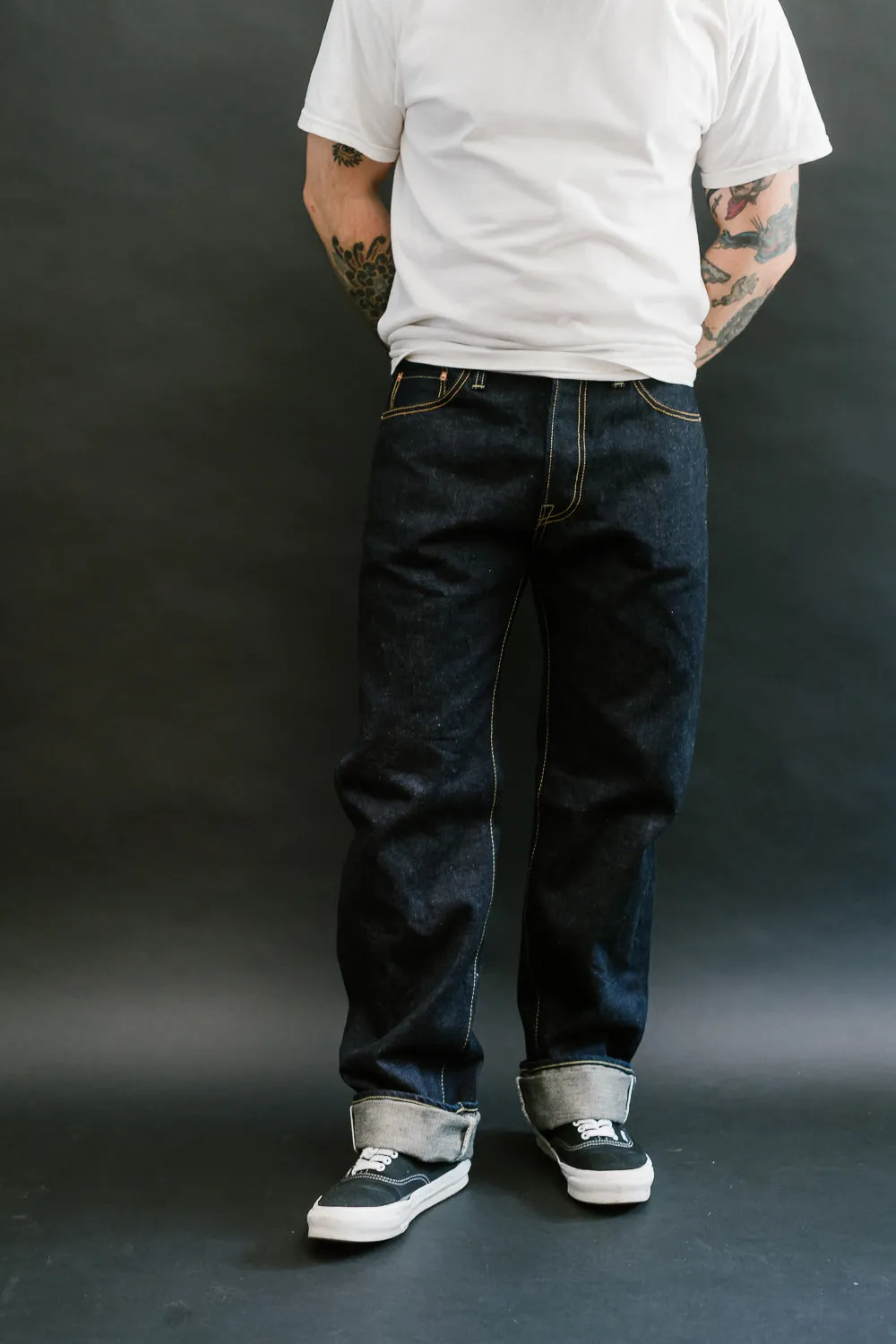 IH-634S-18 - 18oz Vintage Selvedge Denim Straight Cut Jeans - Indigo