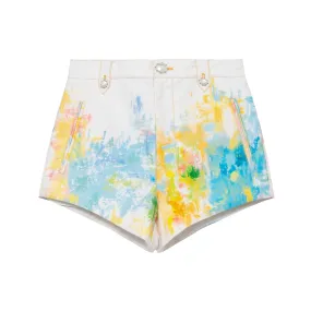 Illustrated Printed Denim Shorts
