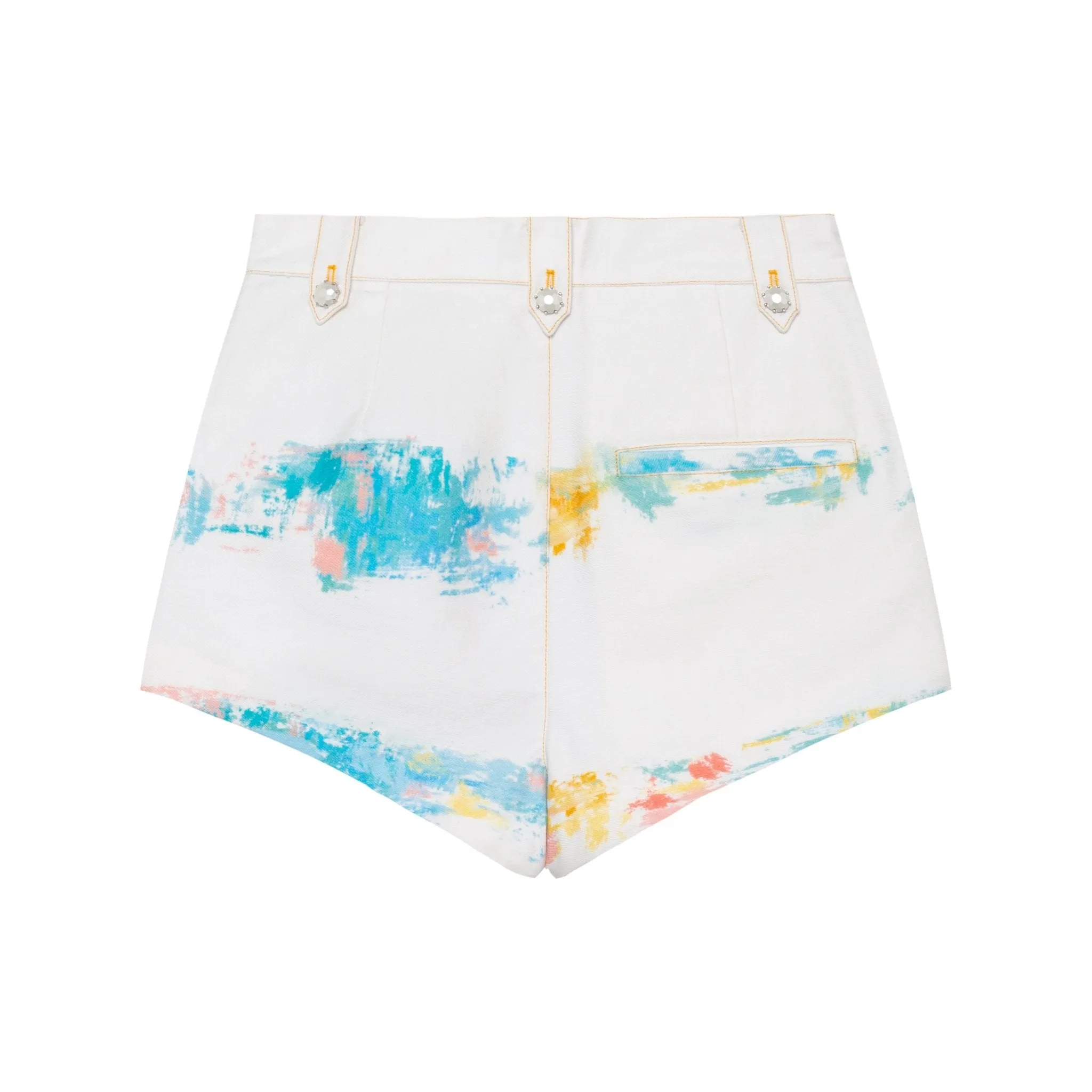 Illustrated Printed Denim Shorts