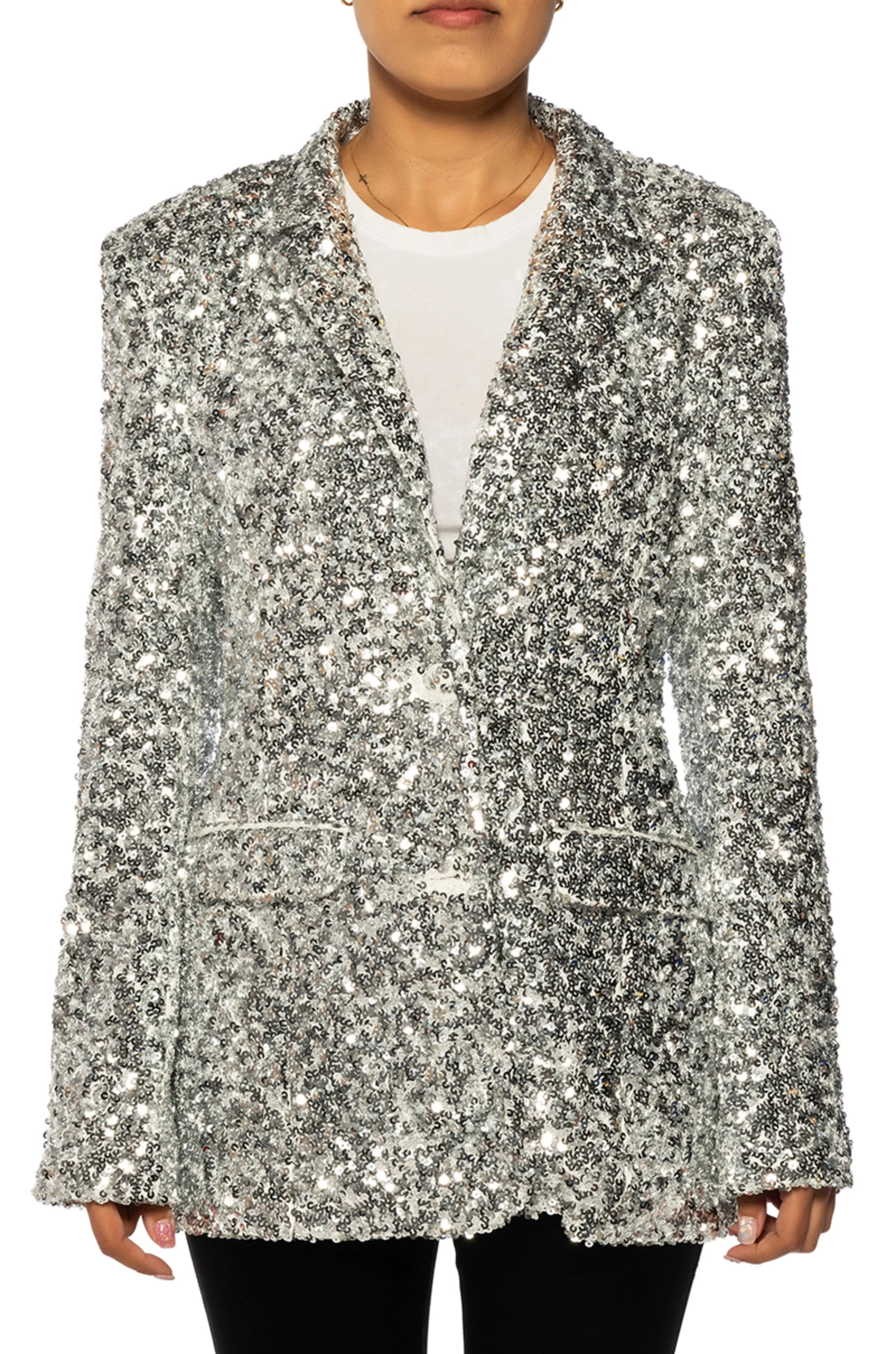 ISA-SEQUIN SILVER BLAZER