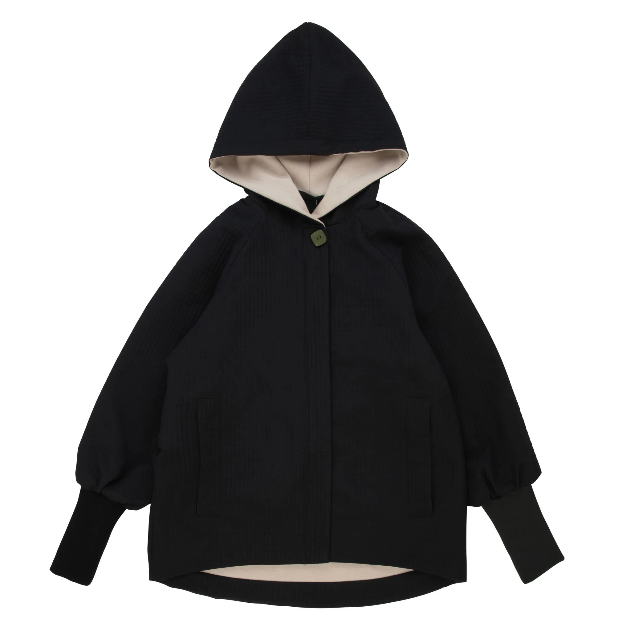 jacket quilted look zip up - black/beige