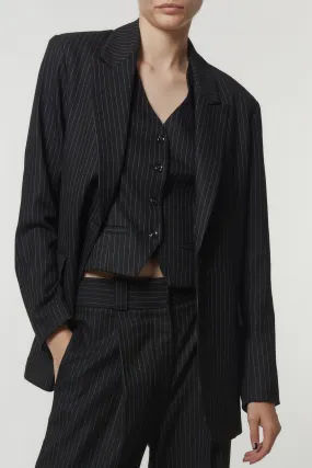 Jackie Pinstripe Blazer, Charcoal Pinstripe