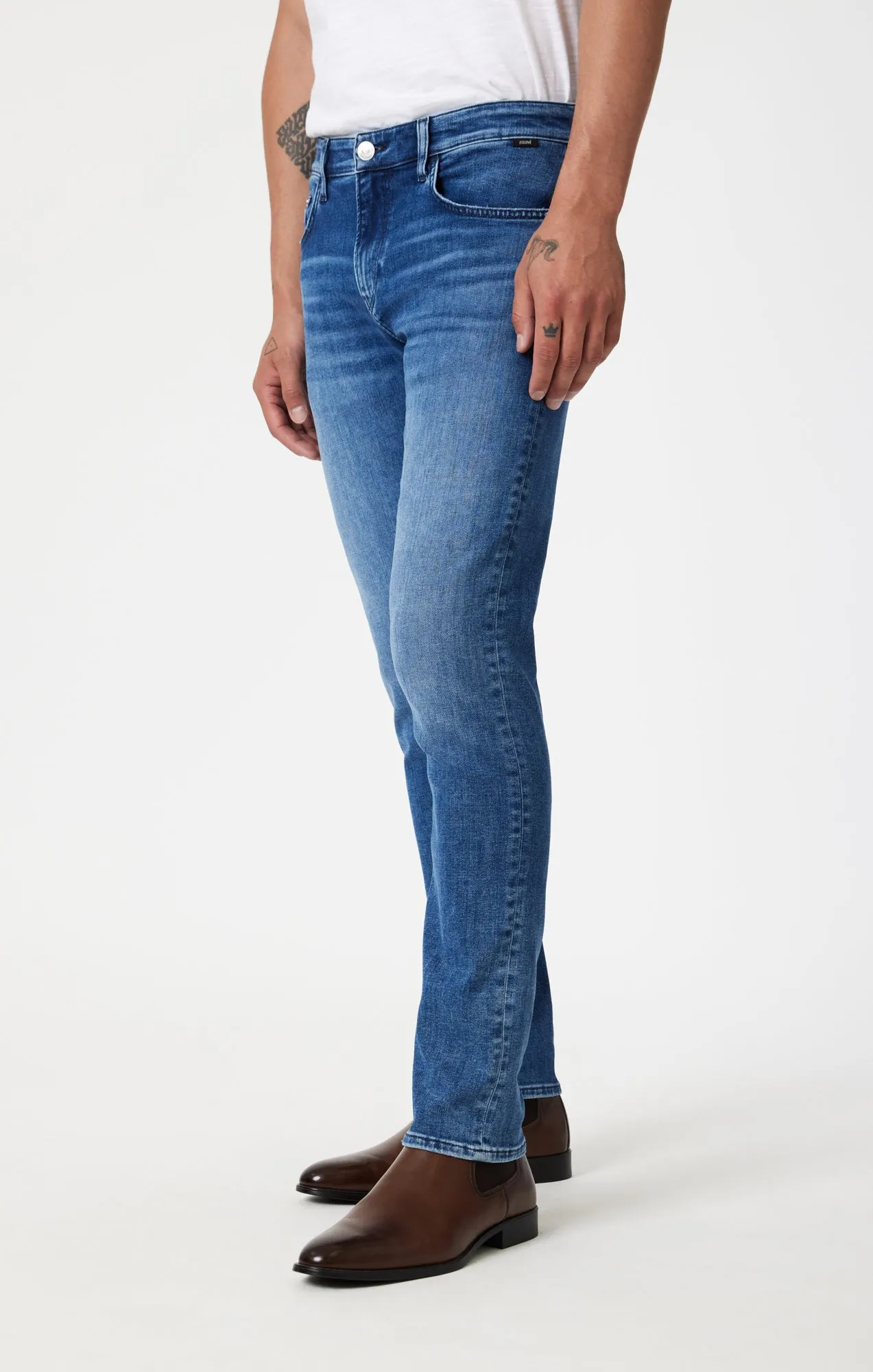 JAKE SLIM LEG IN DARK BRUSHED FEATHER BLUE