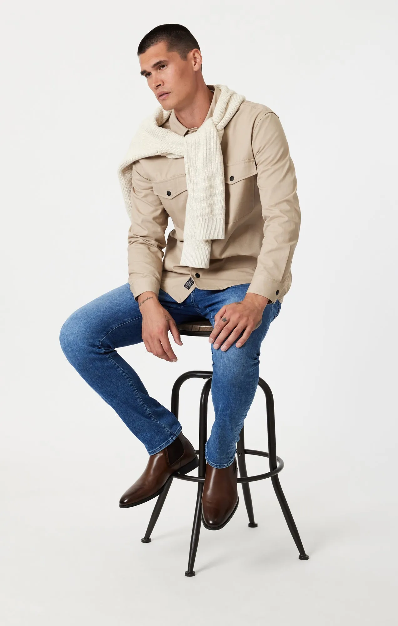 JAKE SLIM LEG IN DARK BRUSHED FEATHER BLUE