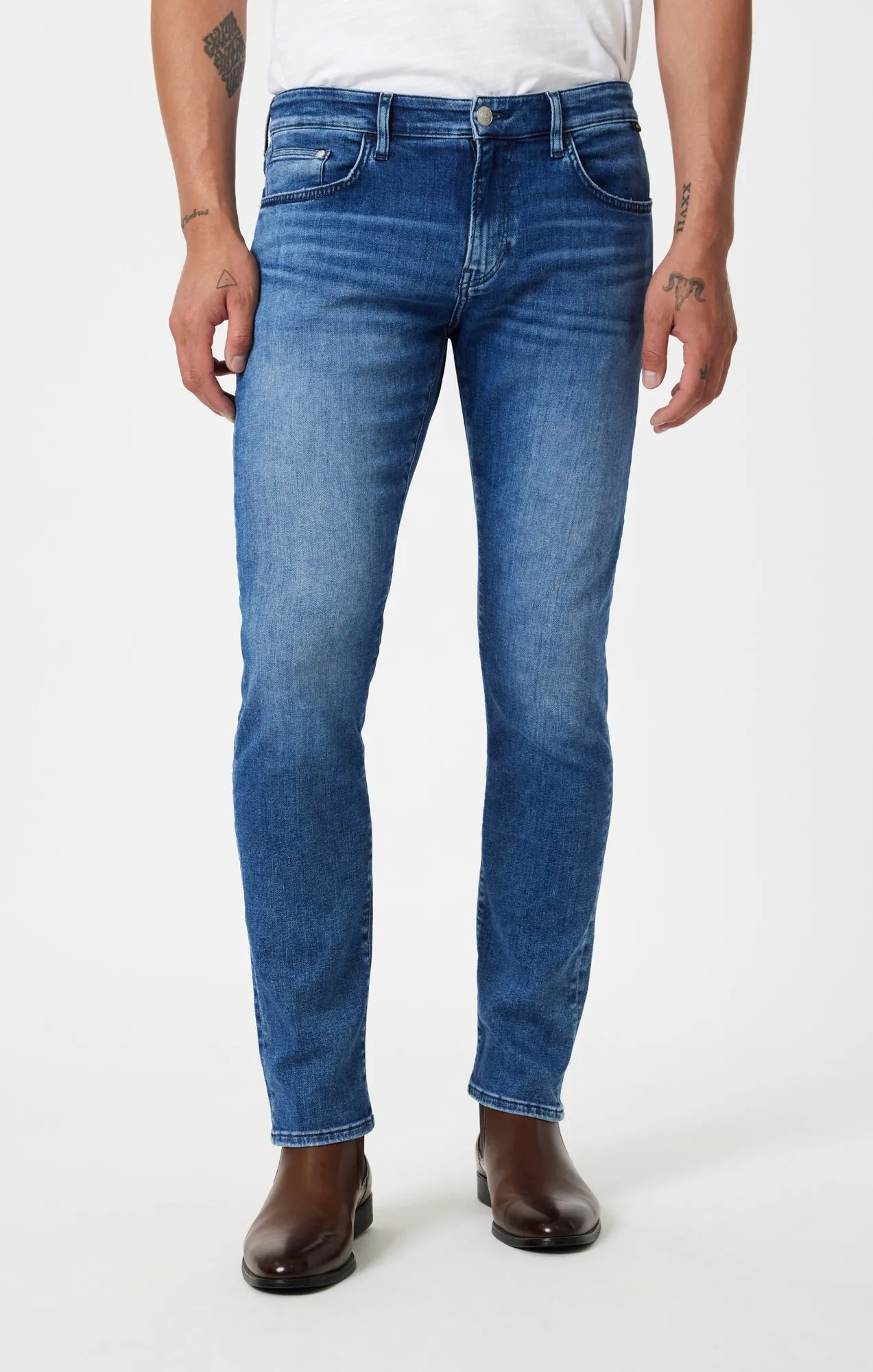 JAKE SLIM LEG IN DARK BRUSHED FEATHER BLUE
