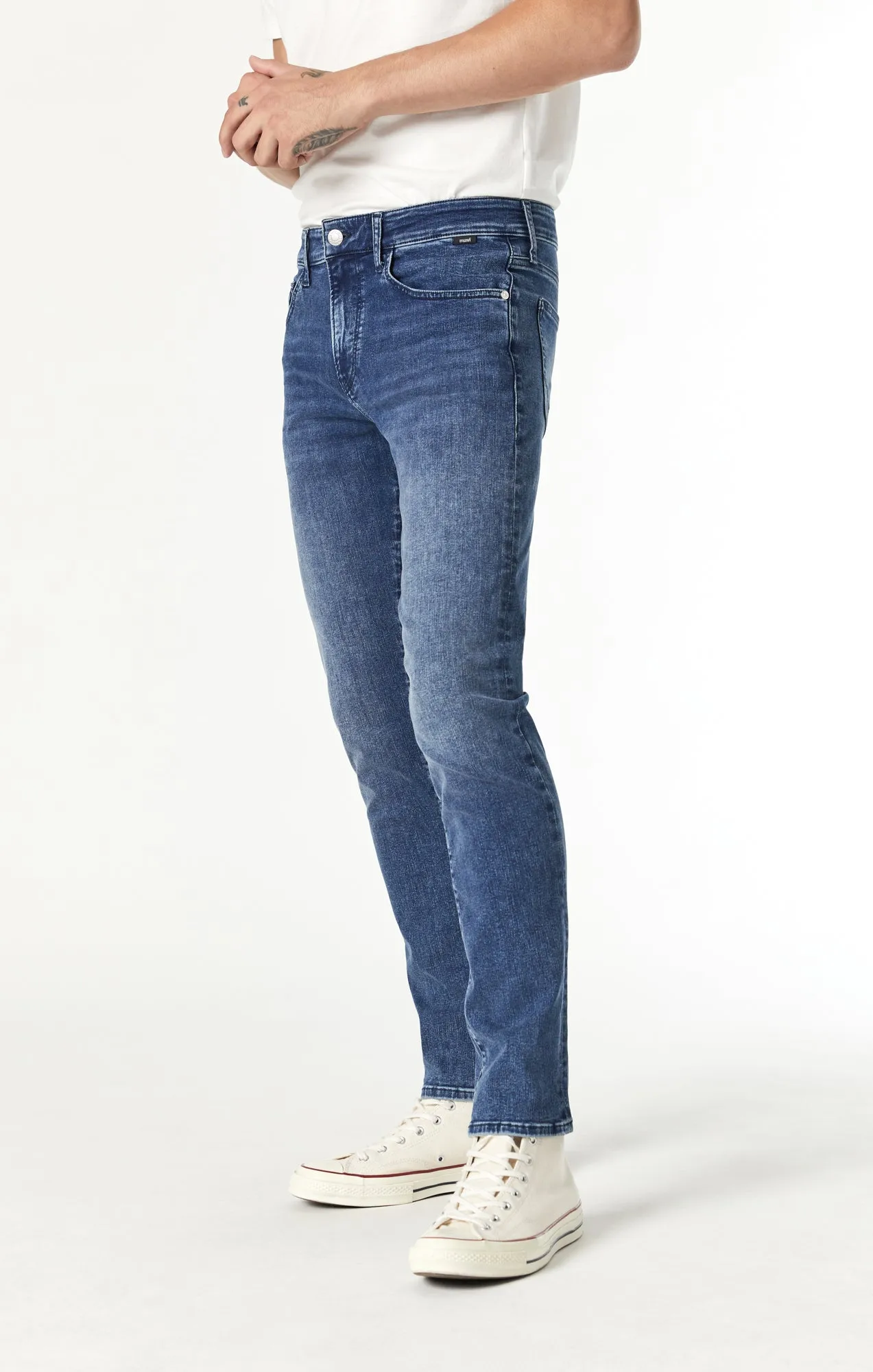 JAKE SLIM LEG IN MID FEATHER BLUE