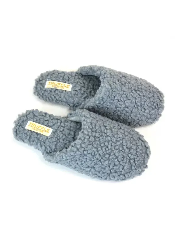 Jody Borg Cosy Slip On Closed Round Toe Mule Flat Slippers in Black