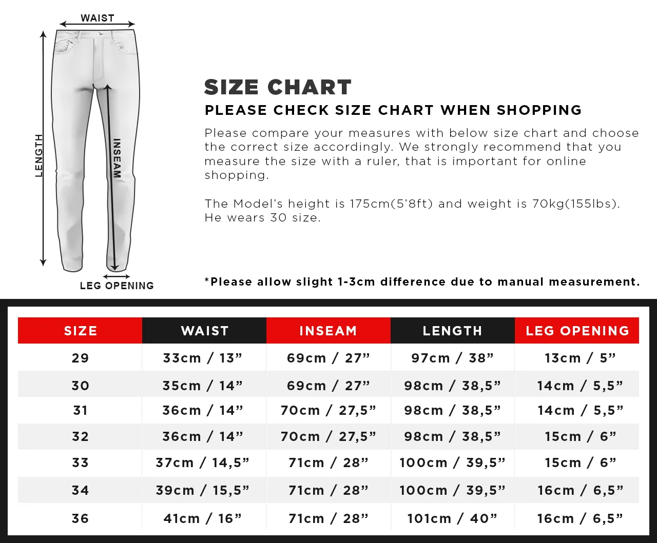 Jogger Jeans Red Side Stripes - Black