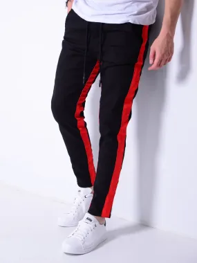Jogger Jeans Red Side Stripes - Black