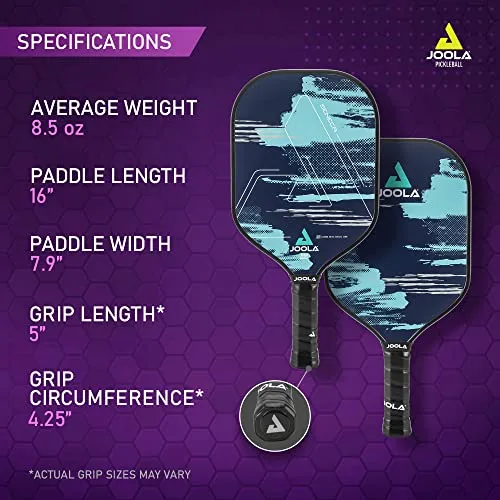 JOOLA Seneca 16mm Pickleball Paddle - Carbon Drive Surface Pickleball Racket - Carbon Fiber Pickleball Paddle with Response Polymer Core for Control - Pickle Ball Paddle for Beginners & Intermediates