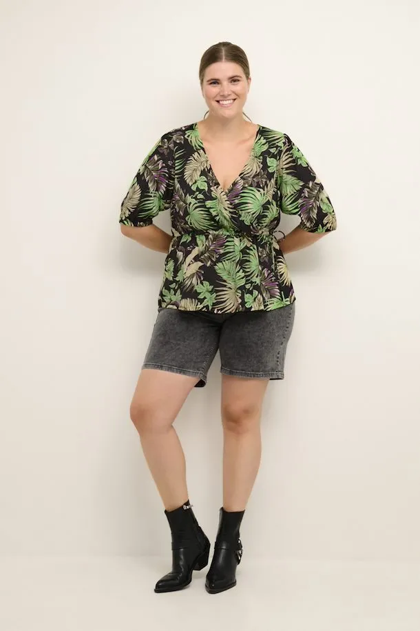 Kaffe Curve Clia Sleeve Blouse in Leaf Print