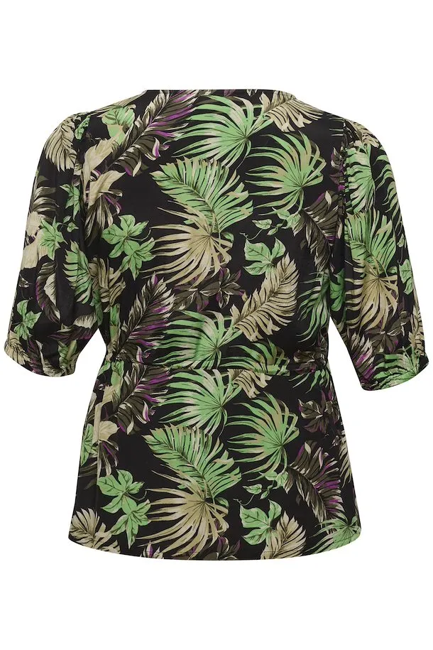 Kaffe Curve Clia Sleeve Blouse in Leaf Print
