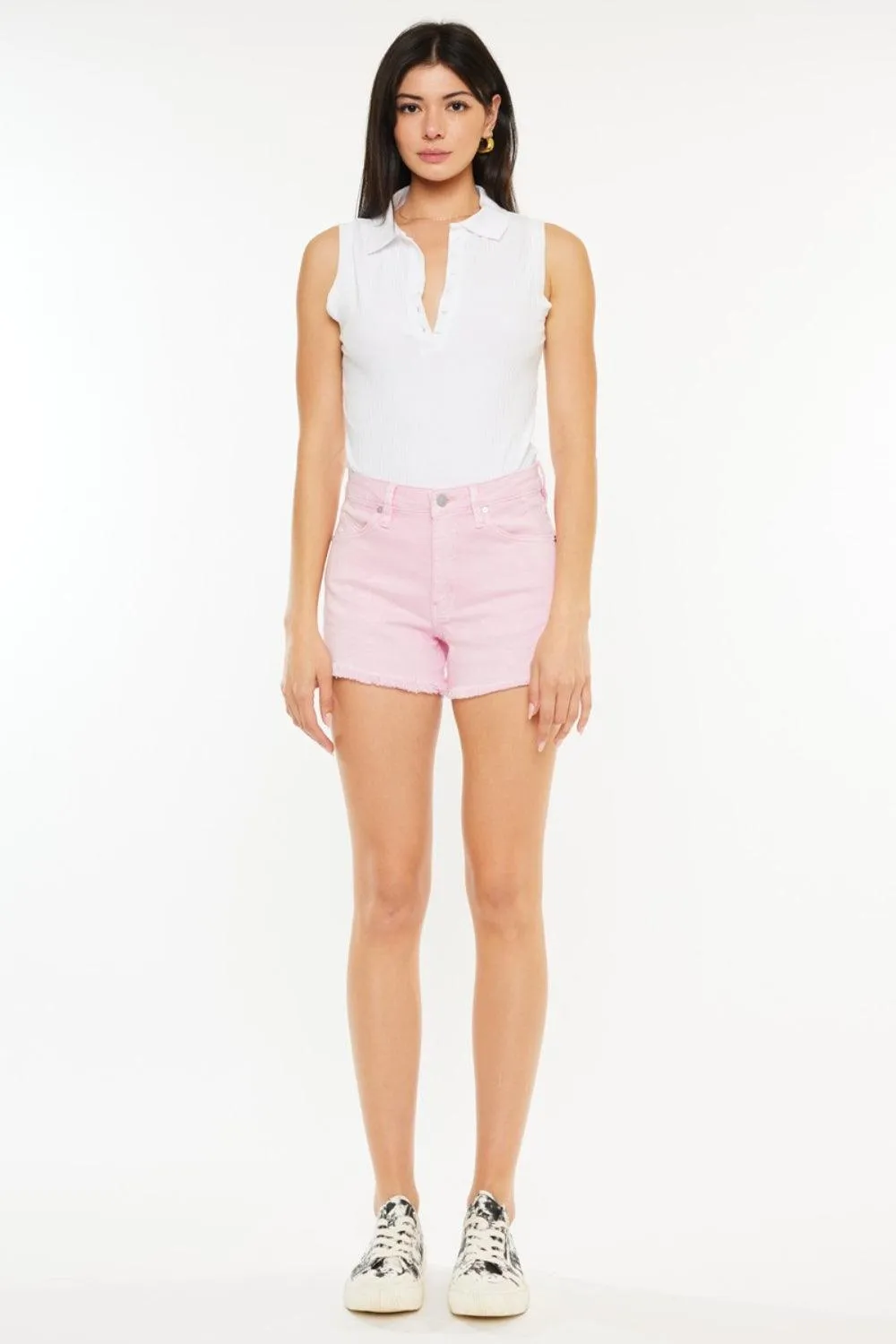 Kancan Raw Hem High Waist Denim Shorts