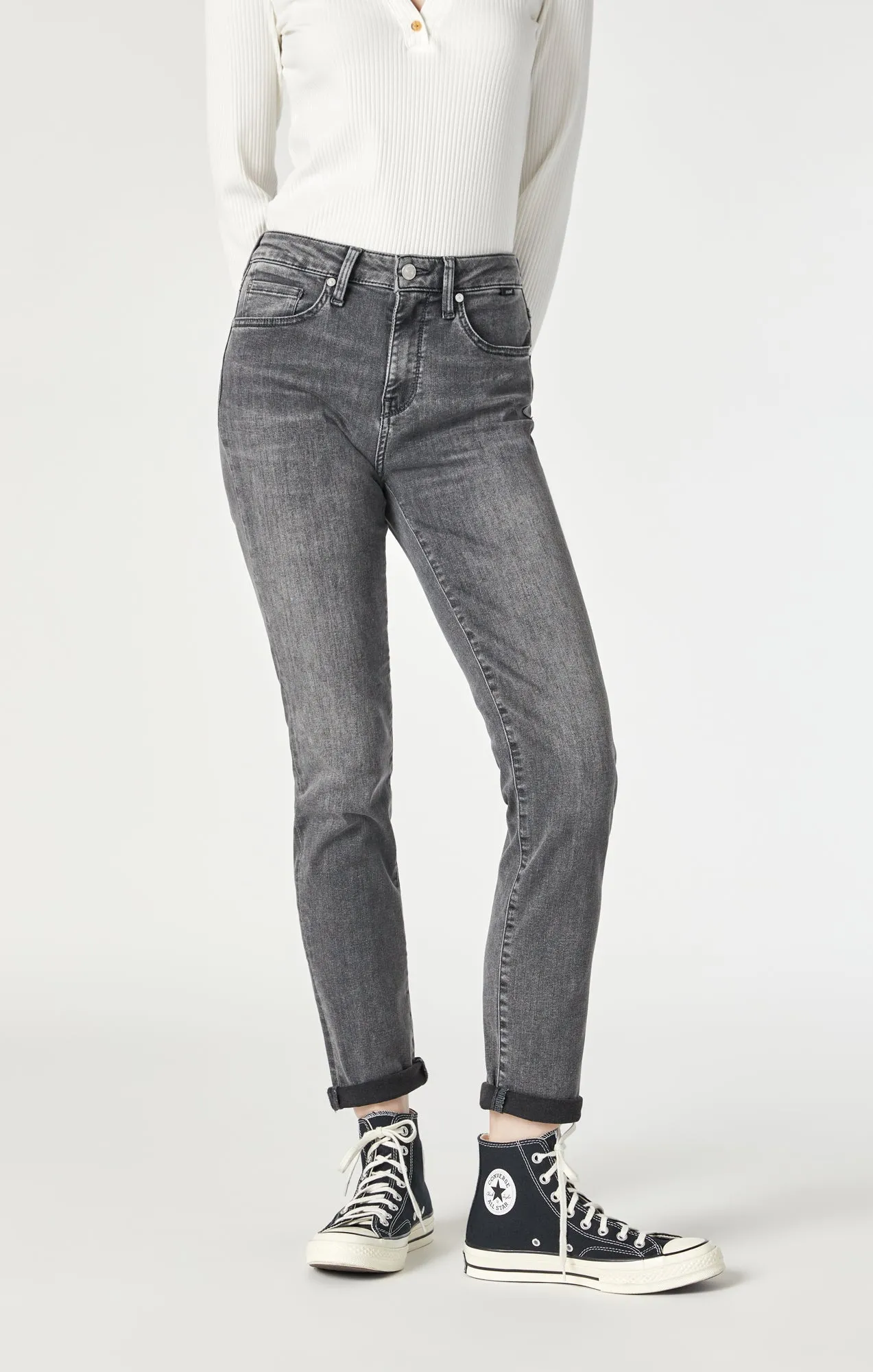 KATHLEEN SLIM BOYFRIEND IN MID GREY FEATHER BLUE